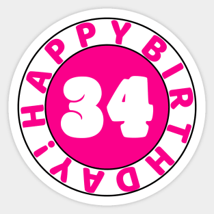 Happy 34th Birthday Sticker